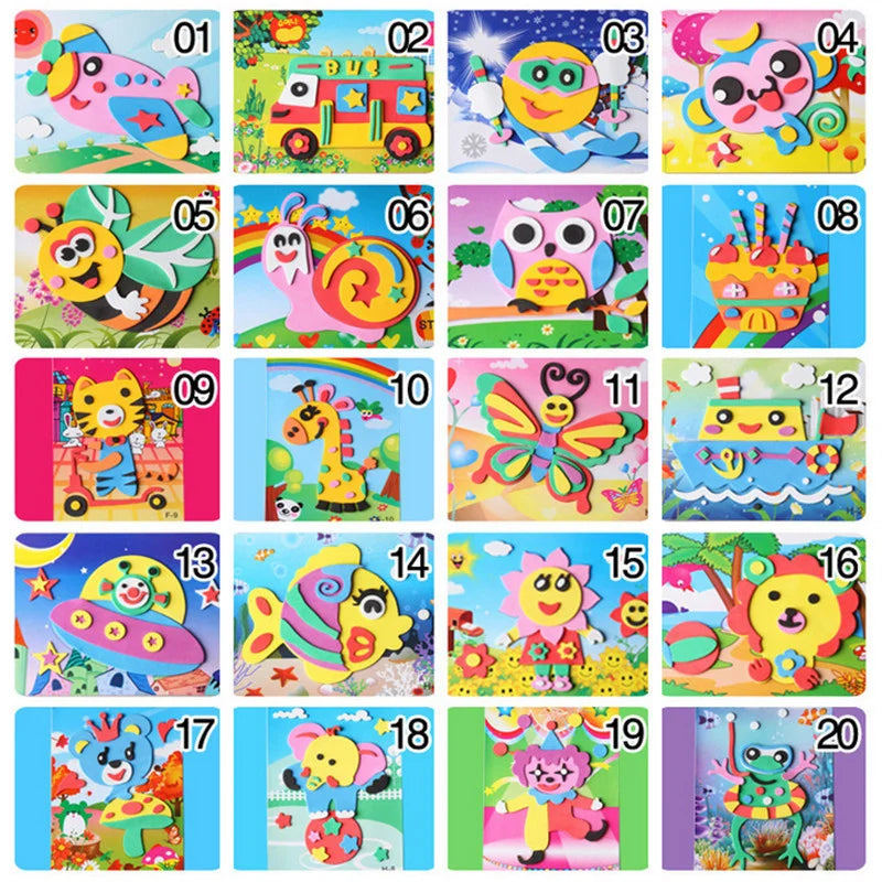 10Pcs DIY Cartoon Animal 3D EVA Foam Stickers | Creative Educational Puzzle for Kids
