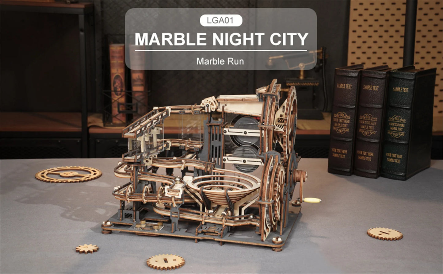 Get 25% Off! Marble Run Set – 5 Kinds 3D Wooden Puzzle DIY Model Kit for Teens & Adults | Night City Assembly Toy Gift