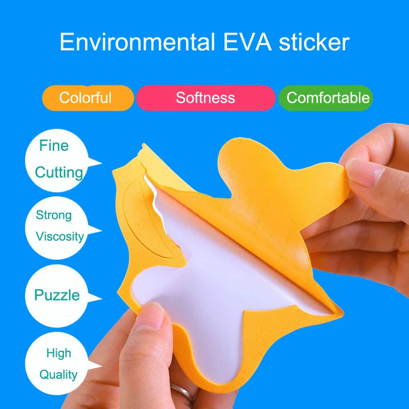 10Pcs DIY Cartoon Animal 3D EVA Foam Stickers | Creative Educational Puzzle for Kids