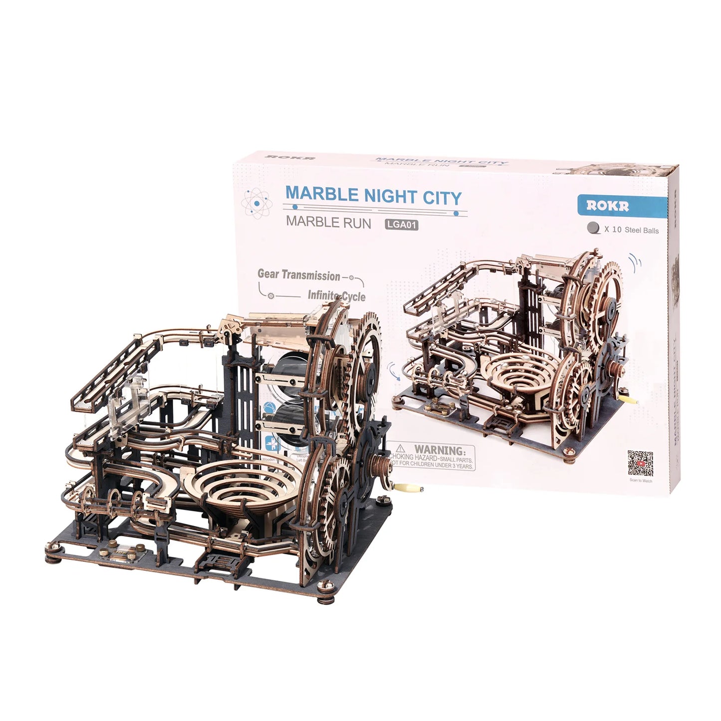 Get 25% Off! Marble Run Set – 5 Kinds 3D Wooden Puzzle DIY Model Kit for Teens & Adults | Night City Assembly Toy Gift