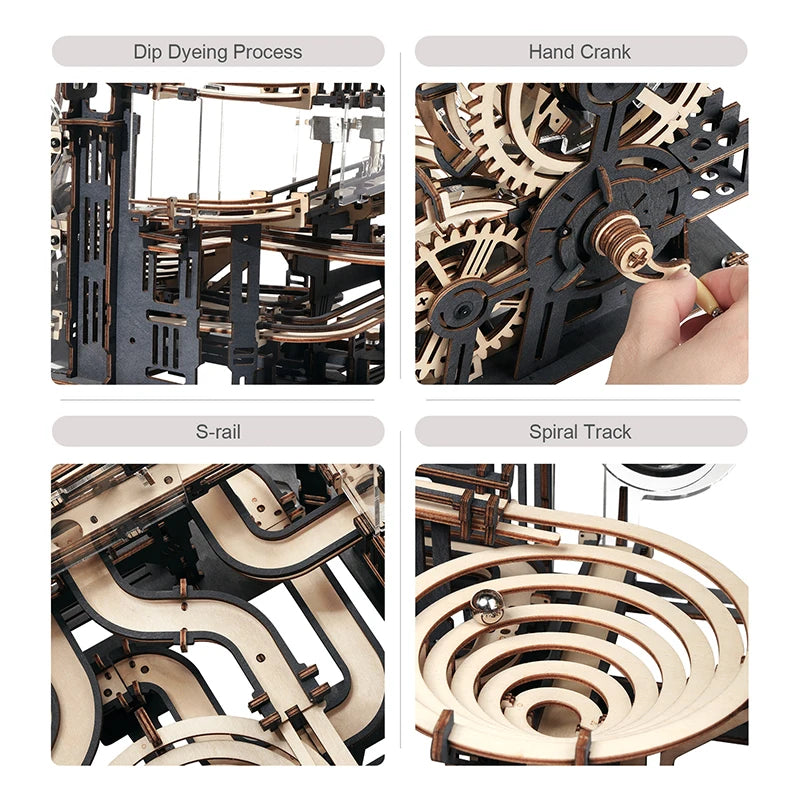 Get 25% Off! Marble Run Set – 5 Kinds 3D Wooden Puzzle DIY Model Kit for Teens & Adults | Night City Assembly Toy Gift