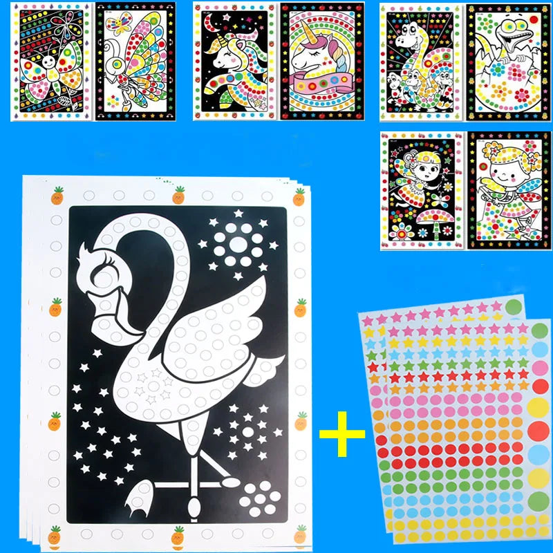 Funny Puzzle Dot Stickers – Cute Cartoon Mosaic for Kids
