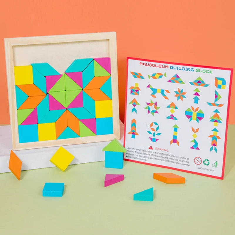 Montessori Geometric Shape Wooden Puzzle | Early Learning Jigsaw for Kids Aged 3-12 | Fun Educational Game