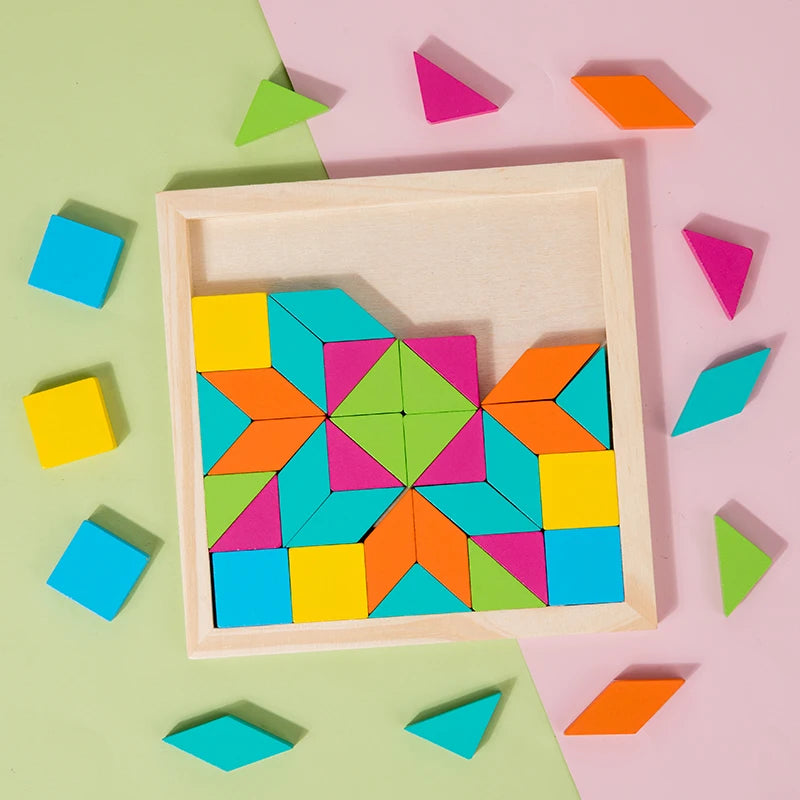 Montessori Geometric Shape Wooden Puzzle | Early Learning Jigsaw for Kids Aged 3-12 | Fun Educational Game