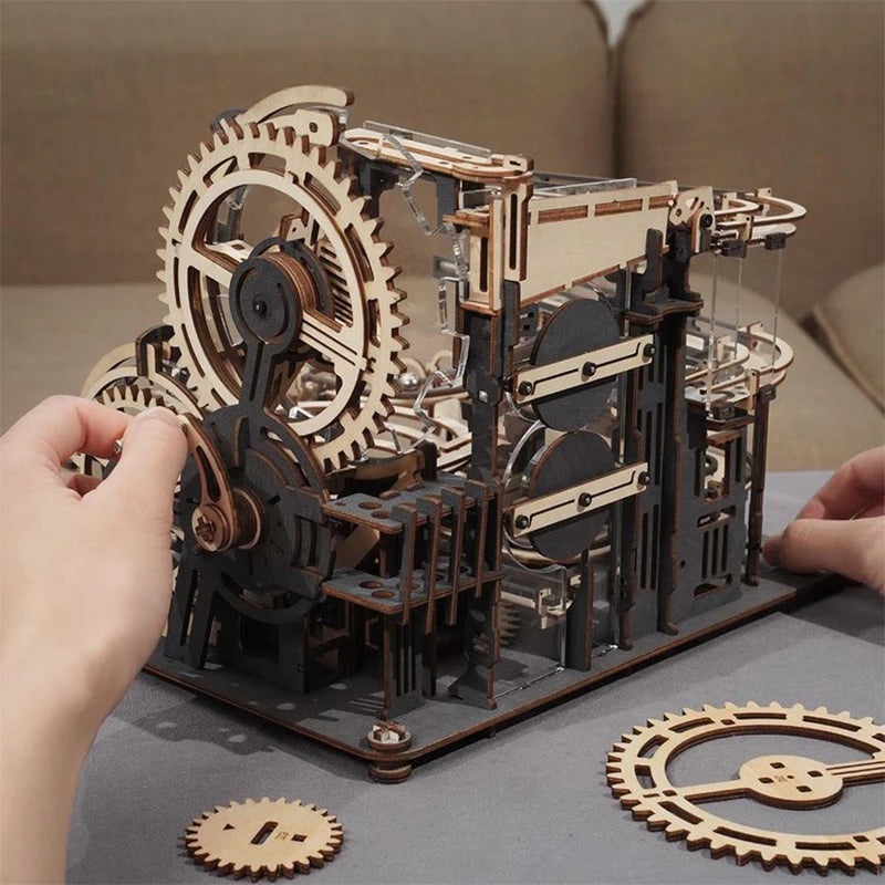 Get 25% Off! Marble Run Set – 5 Kinds 3D Wooden Puzzle DIY Model Kit for Teens & Adults | Night City Assembly Toy Gift