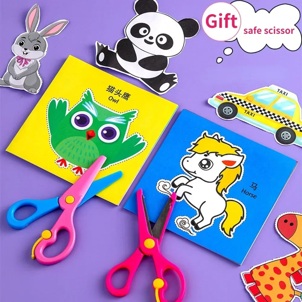 48-Piece Handmade Paper Cut Craft Set – Cartoon-Themed Creativity Kit for Kids