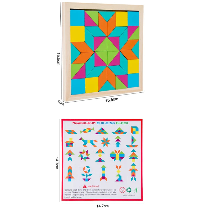 Montessori Geometric Shape Wooden Puzzle | Early Learning Jigsaw for Kids Aged 3-12 | Fun Educational Game