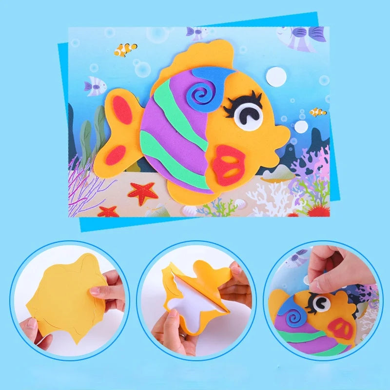 10Pcs DIY Cartoon Animal 3D EVA Foam Stickers | Creative Educational Puzzle for Kids