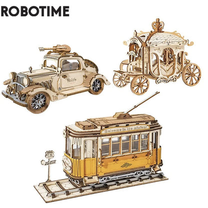 Get 25% Off on DIY 3D Transportation Wooden Model Kits – Vintage Car, Tramcar, and Carriage! Perfect Gift for Kids and Adults!