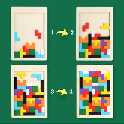 Wooden Jigsaw Block Puzzle Game | STEM Montessori Educational Gift for Kids | Early Learning Tangram Toy
