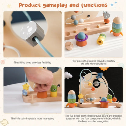 Montessori Wooden Aviation Beaded Toys – Early Learning Finger Grip Puzzle for Kids I Labyrinth Toy