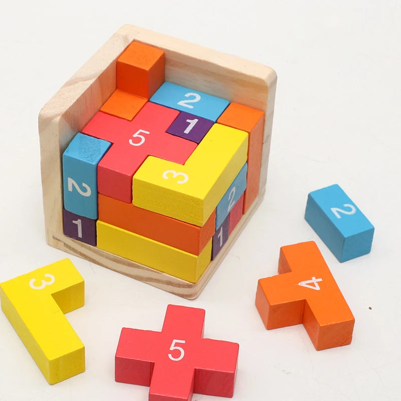 Colorful Wooden Block Puzzles & Luban Lock Cubes | Fun 3D Intellectual Games for Kids and Adults
