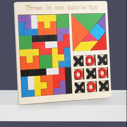 Wooden Jigsaw Block Puzzle Game | STEM Montessori Educational Gift for Kids | Early Learning Tangram Toy
